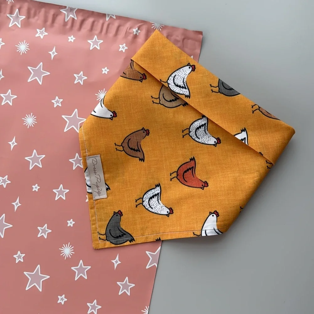 Dog bandana with fun chicken print